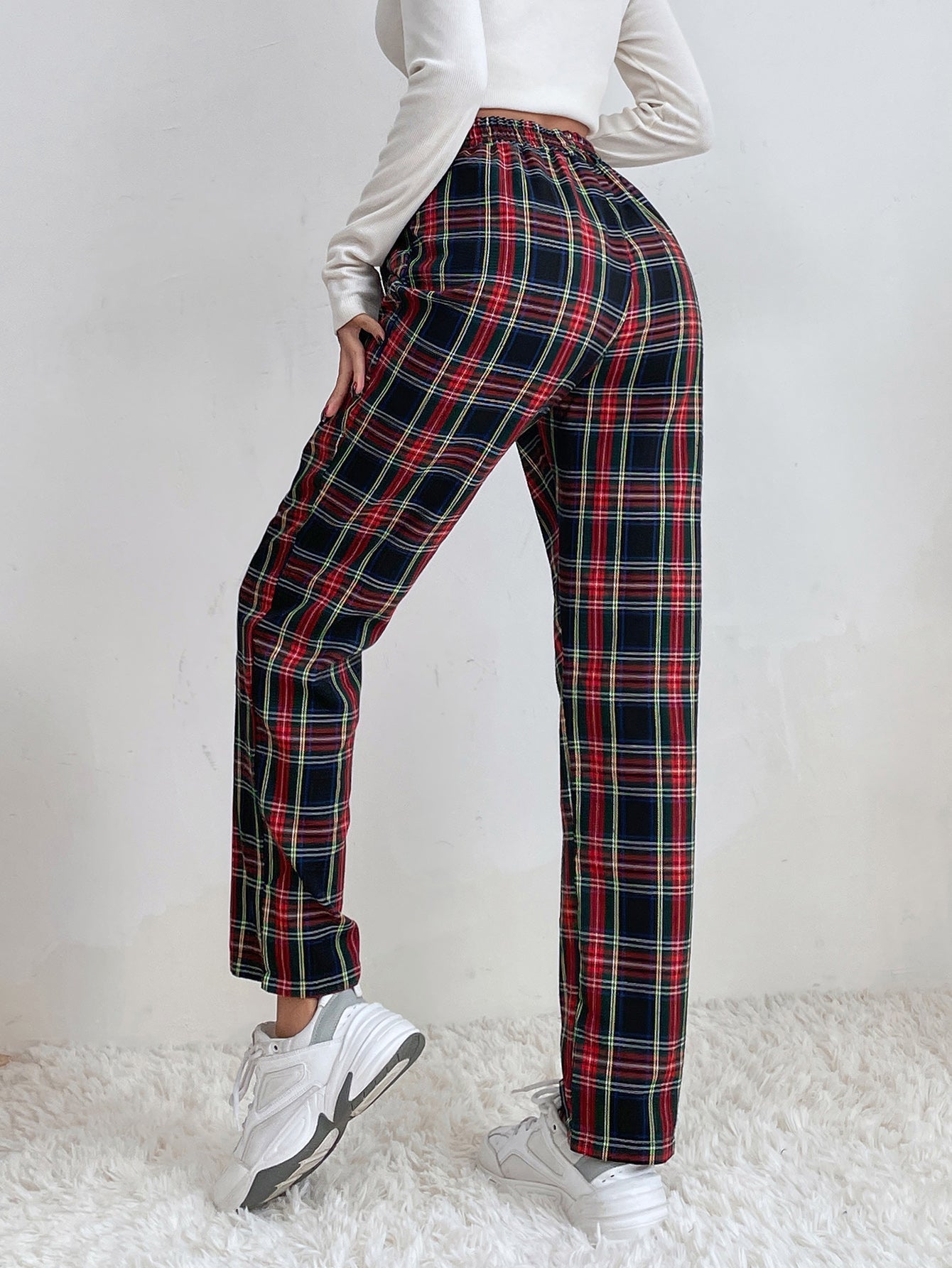 Plaid Tapered Sweatpants Sai Feel
