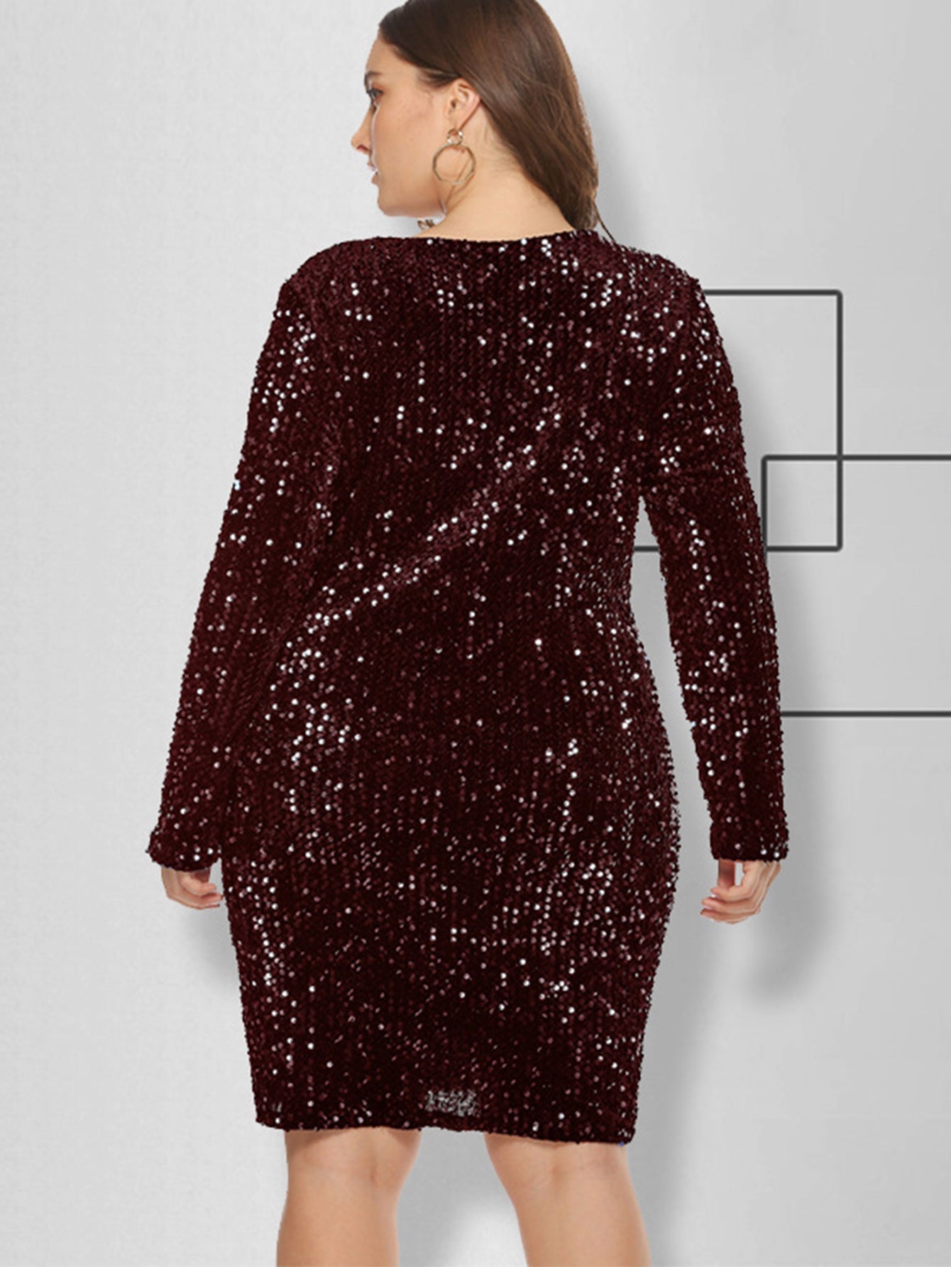 Plus Size Sequins Glitter Bodycon Dress Sai Feel