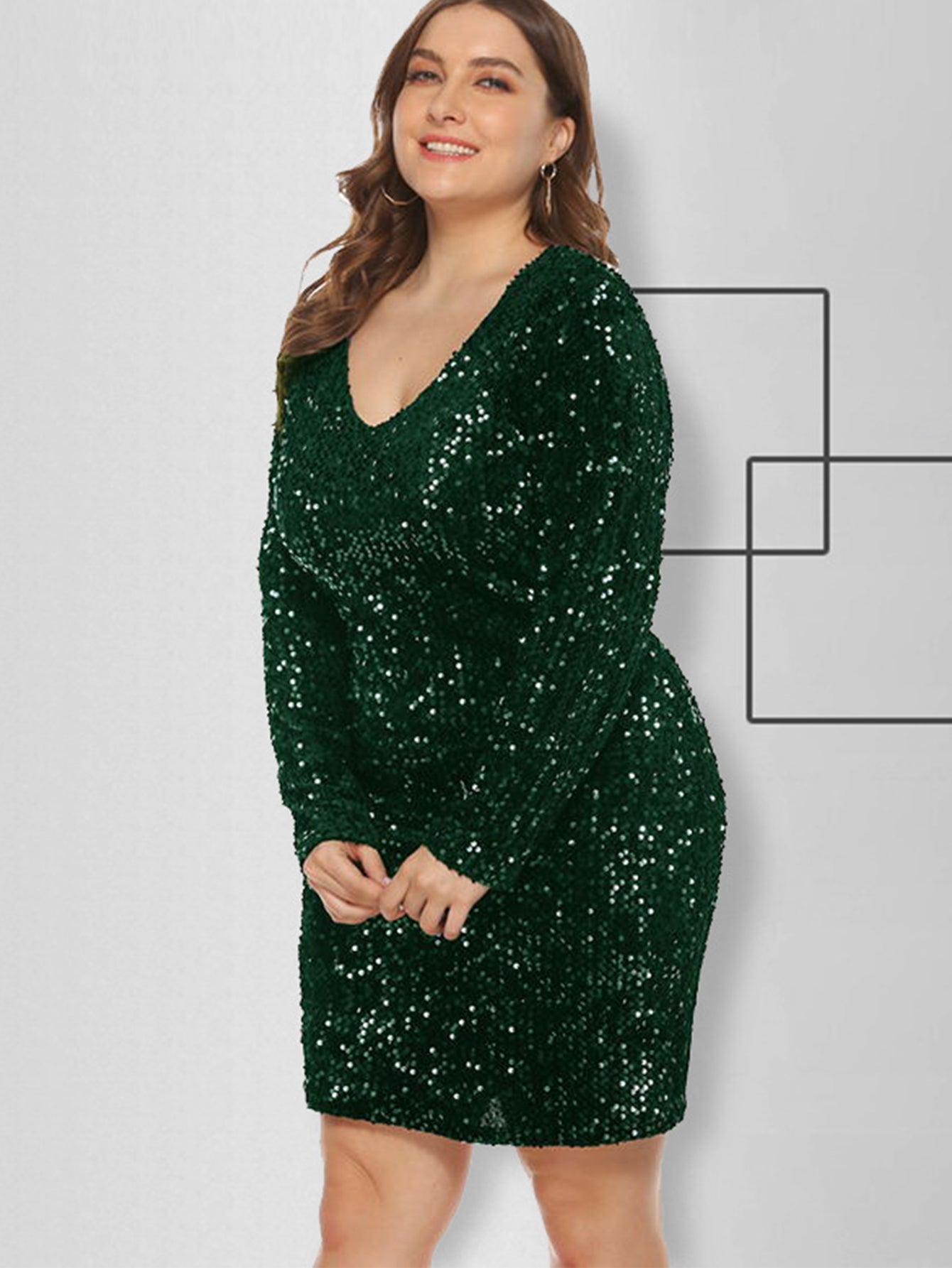 Plus Size Sequins Glitter Bodycon Dress Sai Feel