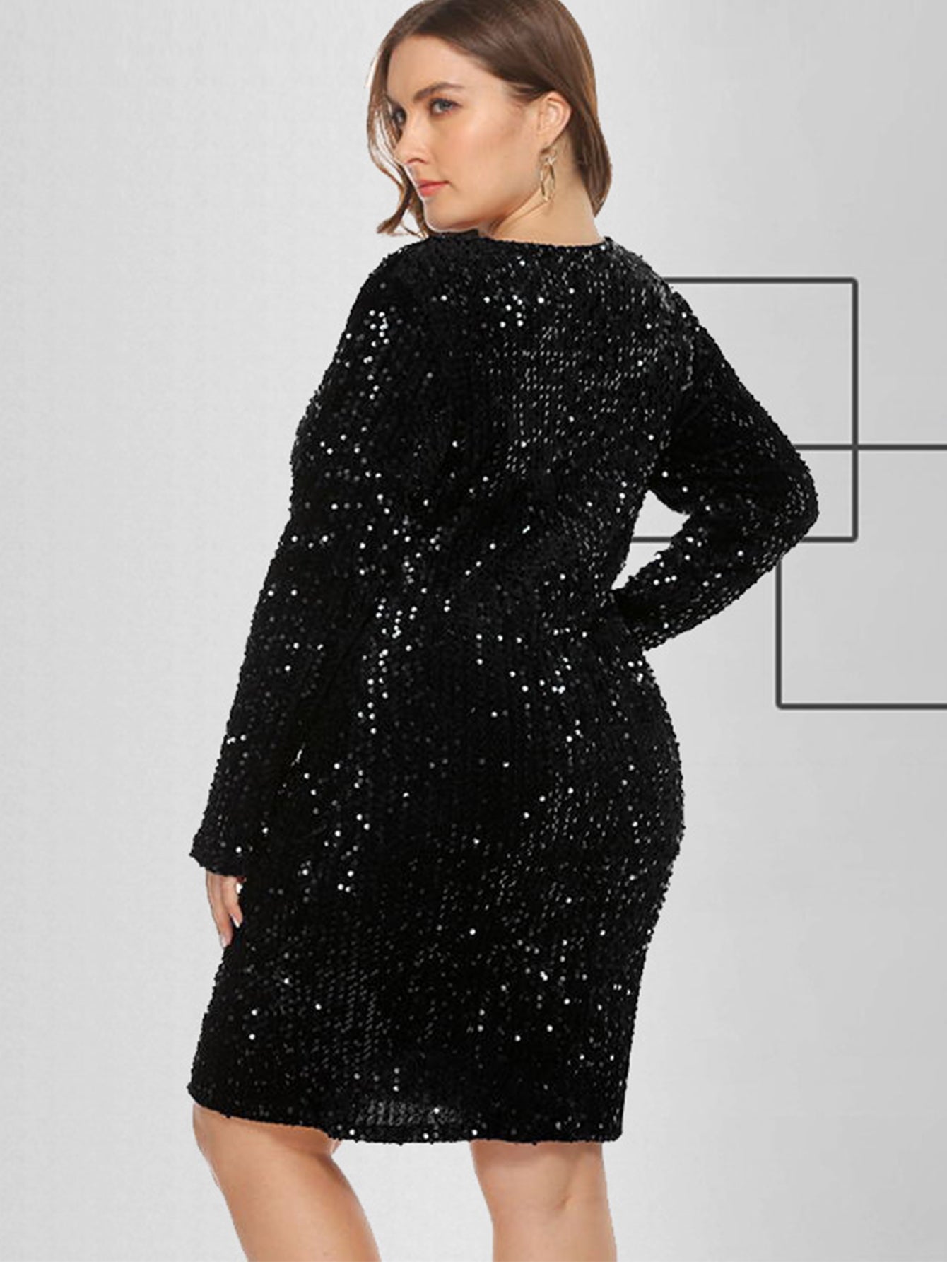 Plus Size Sequins Glitter Bodycon Dress Sai Feel