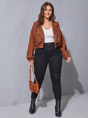 Plus Size Zip Front Hoodie Sai Feel