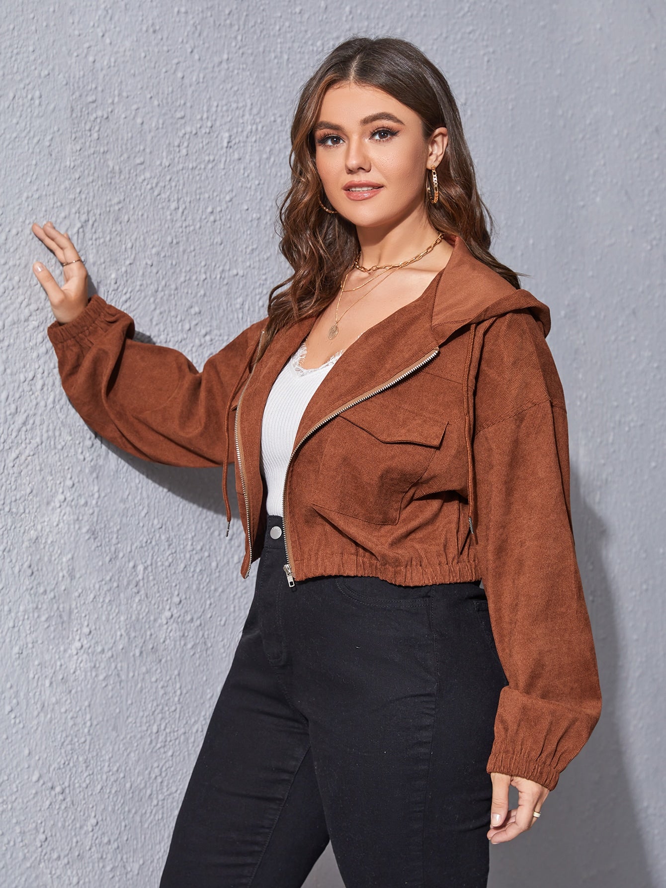 Plus Size Zip Front Hoodie