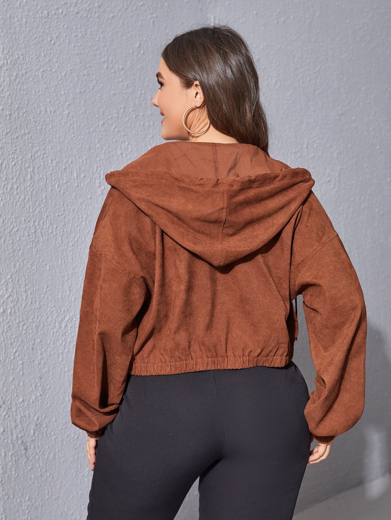 Plus Size Zip Front Hoodie Sai Feel