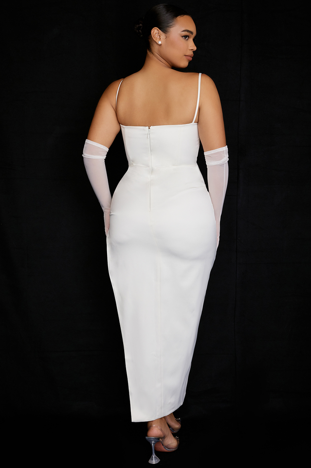 Satin Pleated Corset Midi Dress