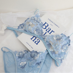 Floral Embroidered Lace Lingerie Set