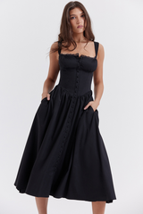 Tatiana Black Midi Sundress Newgew