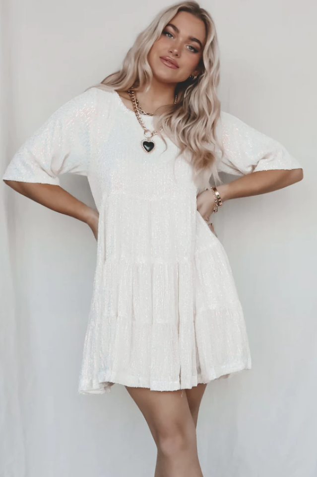My Queen Sequin Baby Doll Dress