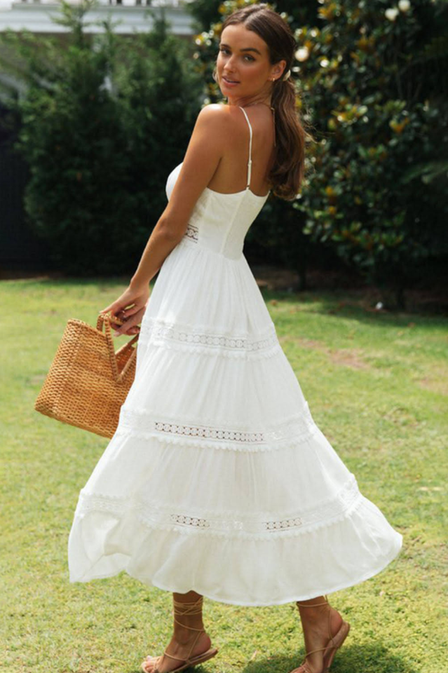 Boho Sling-Maxikleid mit Spitzeneinsatz