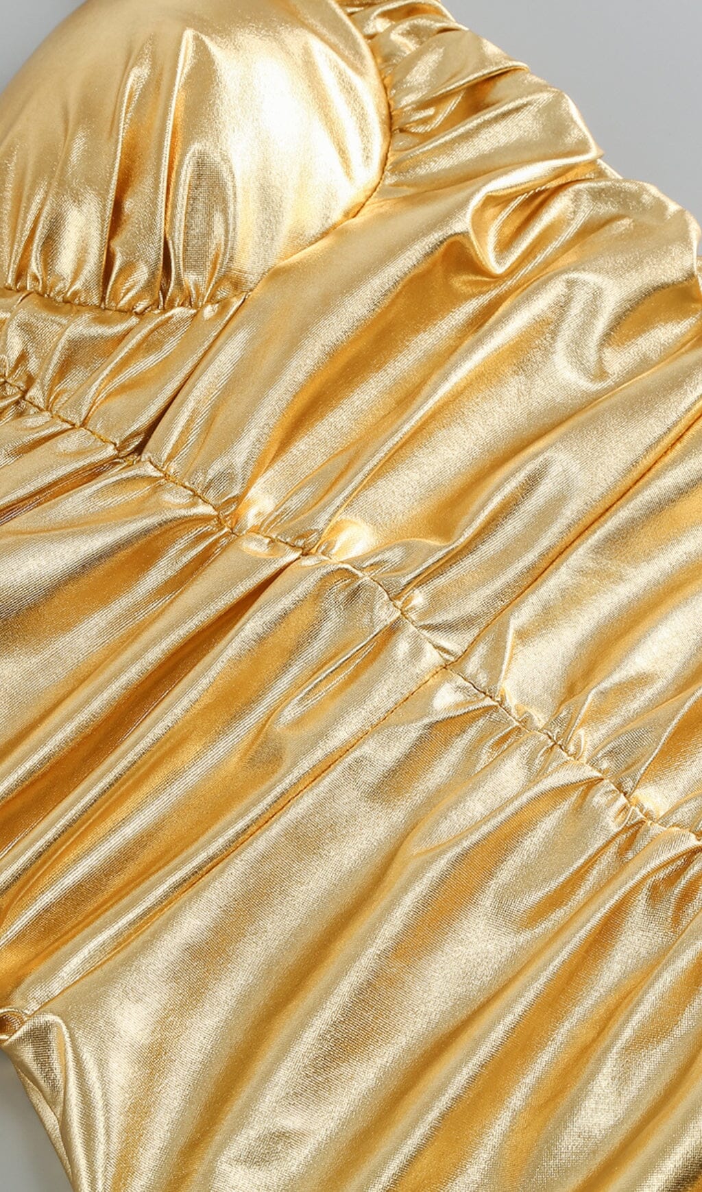 Ruched Strappy Mini Dress In Gold
