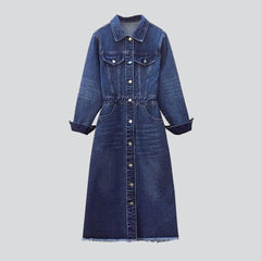 Ripped edge long denim dress