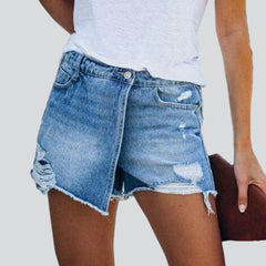 Ripped jeans skirt-shorts