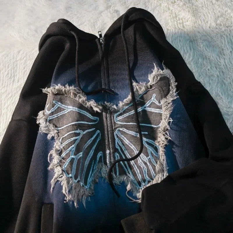 Schmetterlings-Hoodie – Y2k-Patch-Design
