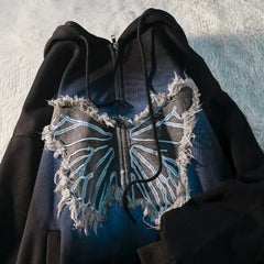 Schmetterlings-Hoodie – Y2k-Patch-Design