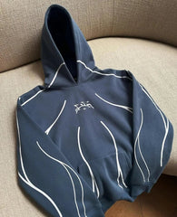 Schwarze Oversize-Hoodies mit Streifen und grafischem Muster