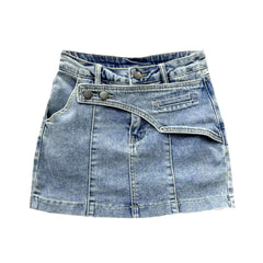 Layered closure vintage denim skirt