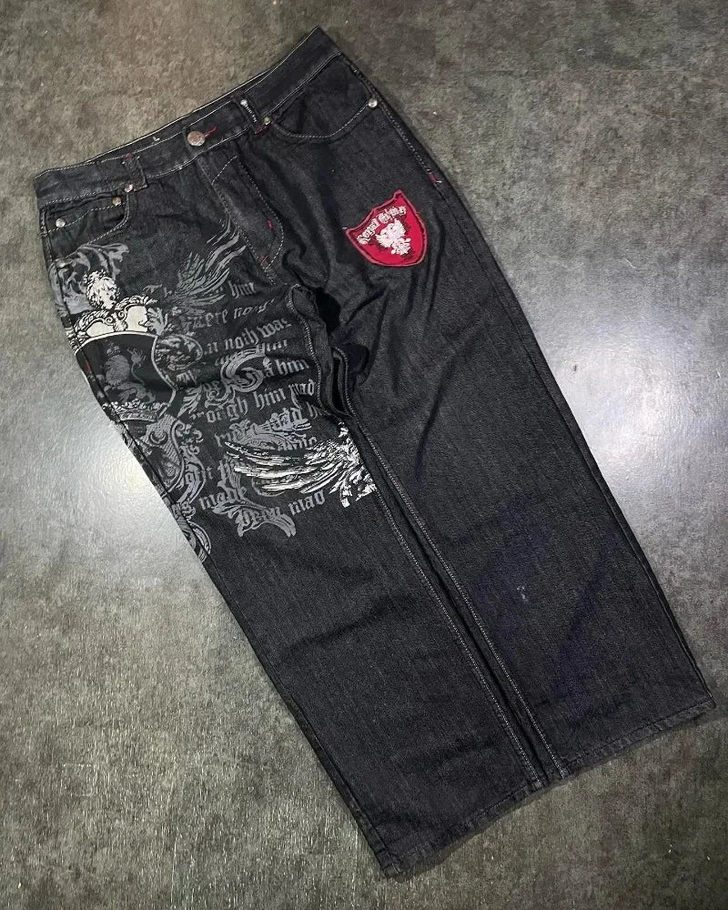 High Waisted Baggy Jeans - Multi-pocket