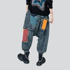 Patchwork women denim pants