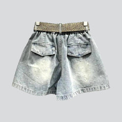 Vintage loose rhinestone denim shorts