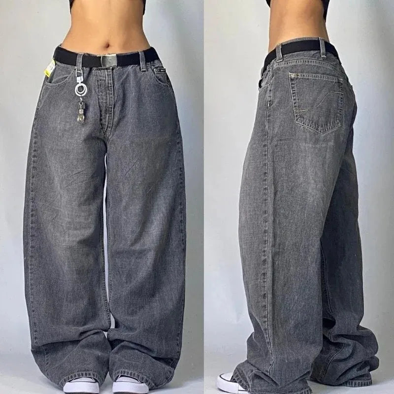 High Waisted Baggy Jeans - Multi-pocket