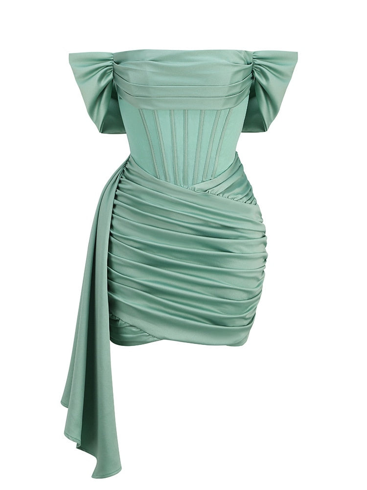 Delphi Off Shoulder Satin Dress