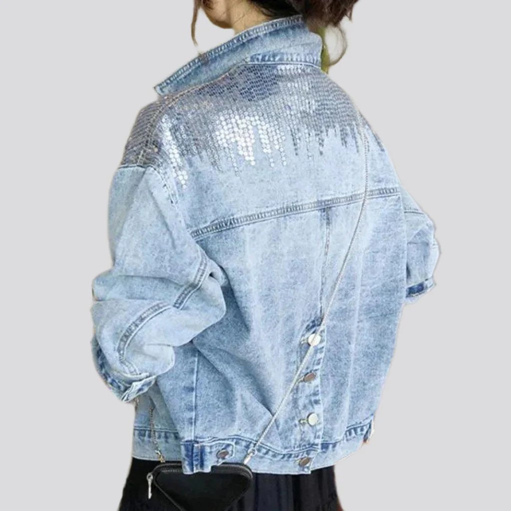 Sequin embellished women denim jacket
