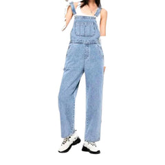 Gerader, lockerer Jeans-Jumpsuit für Damen