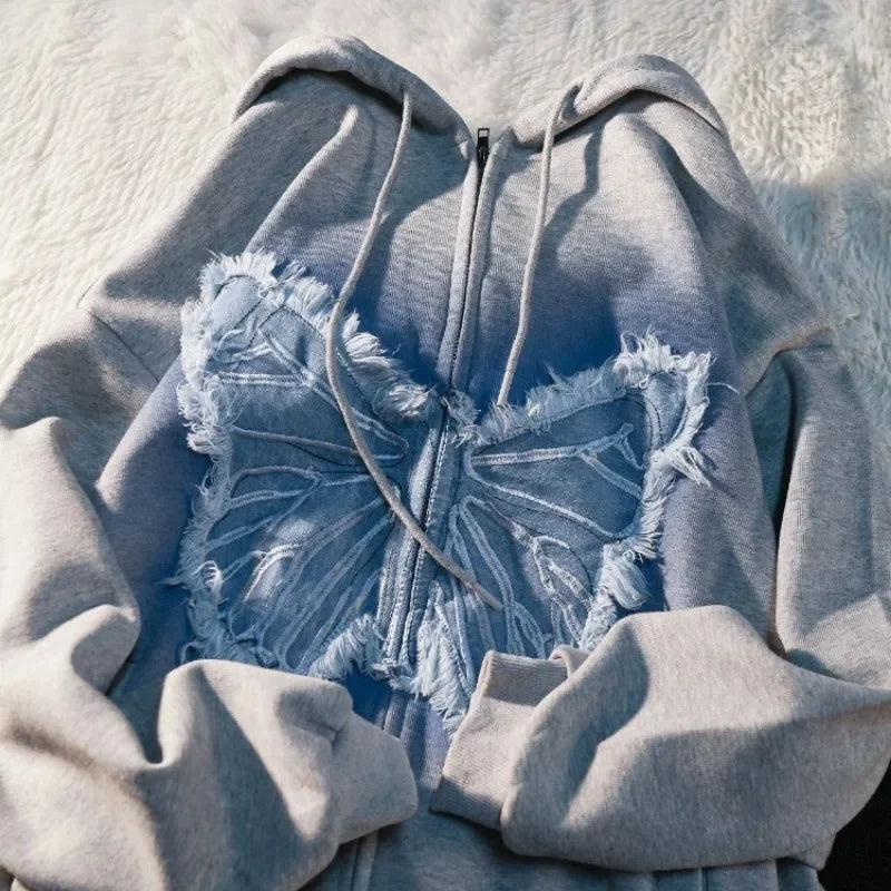 Schmetterlings-Hoodie – Y2k-Patch-Design