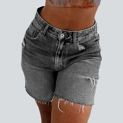 Cut-out leg women denim shorts