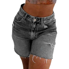 Cut-out leg women denim shorts