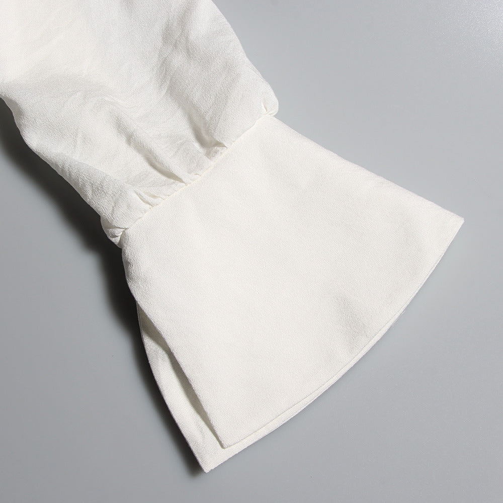 WEISSES LANGÄRMELIGES HEMDKLEID 