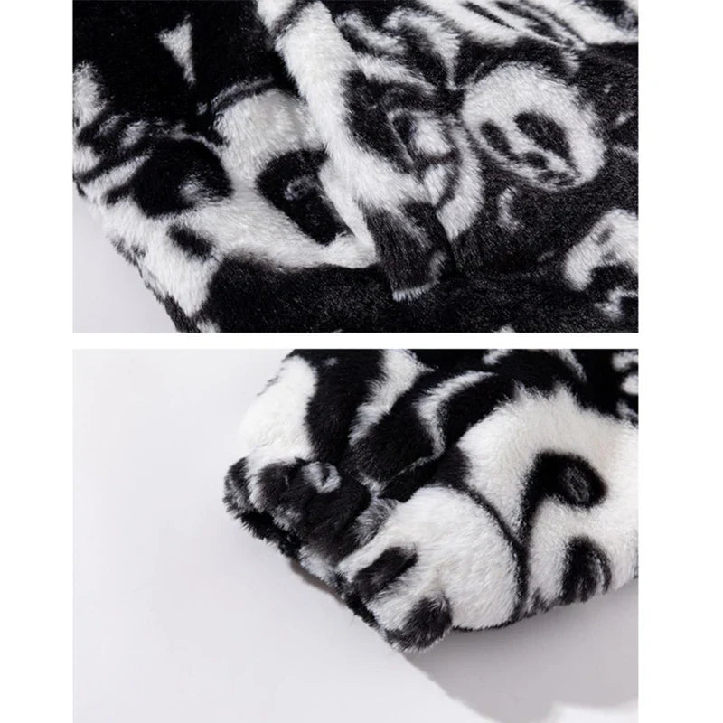 Winter Oversized Fleece Panda Puffer Jacket for Men