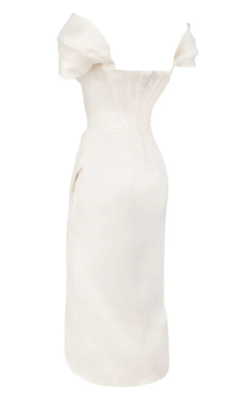 Satin-Korsett-Midikleid in Weiß