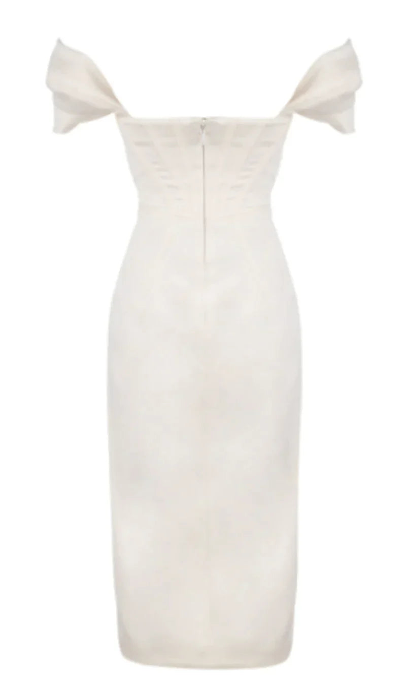 Satin-Korsett-Midikleid in Weiß