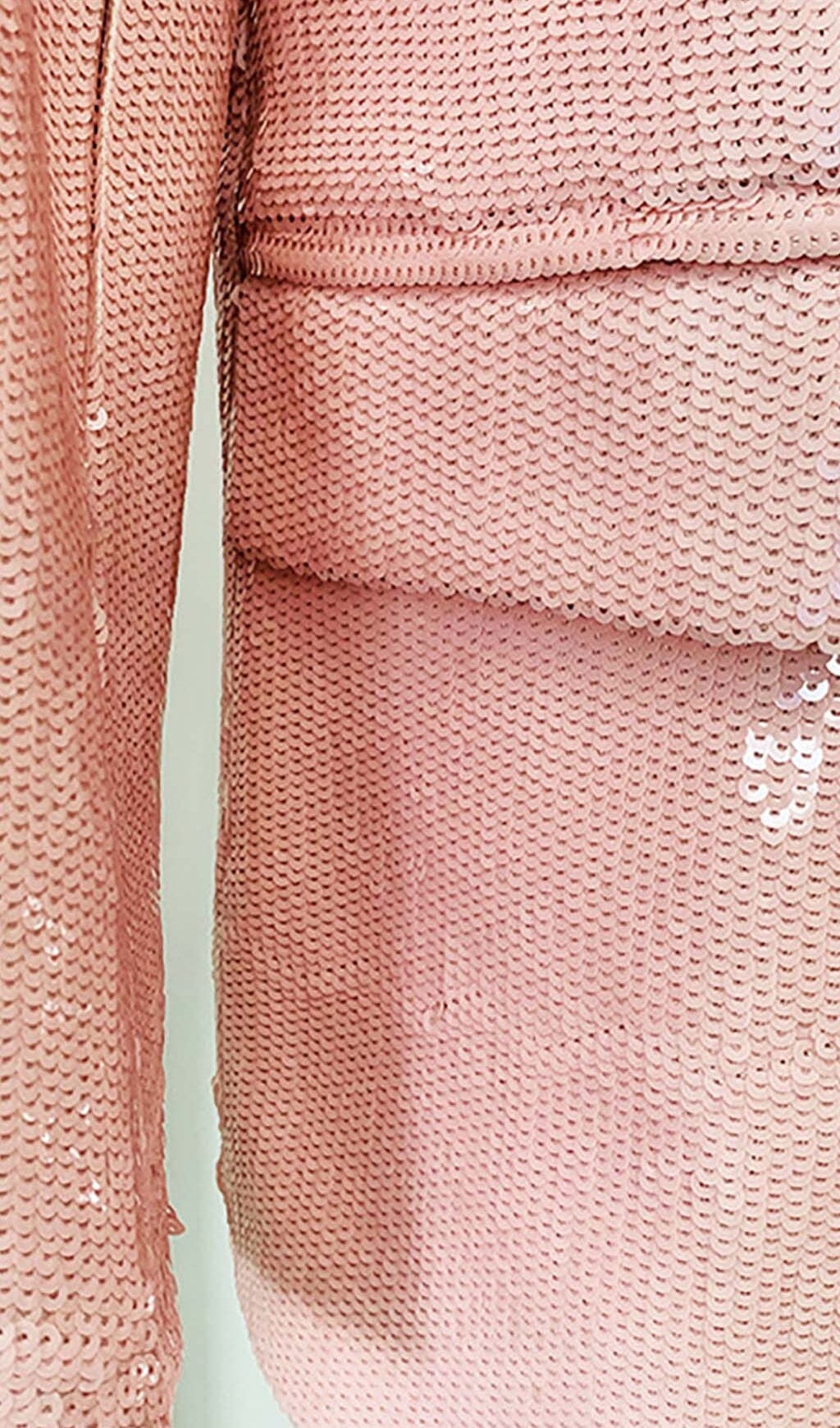 Sequined Double Breasted Long Blazer In Pink