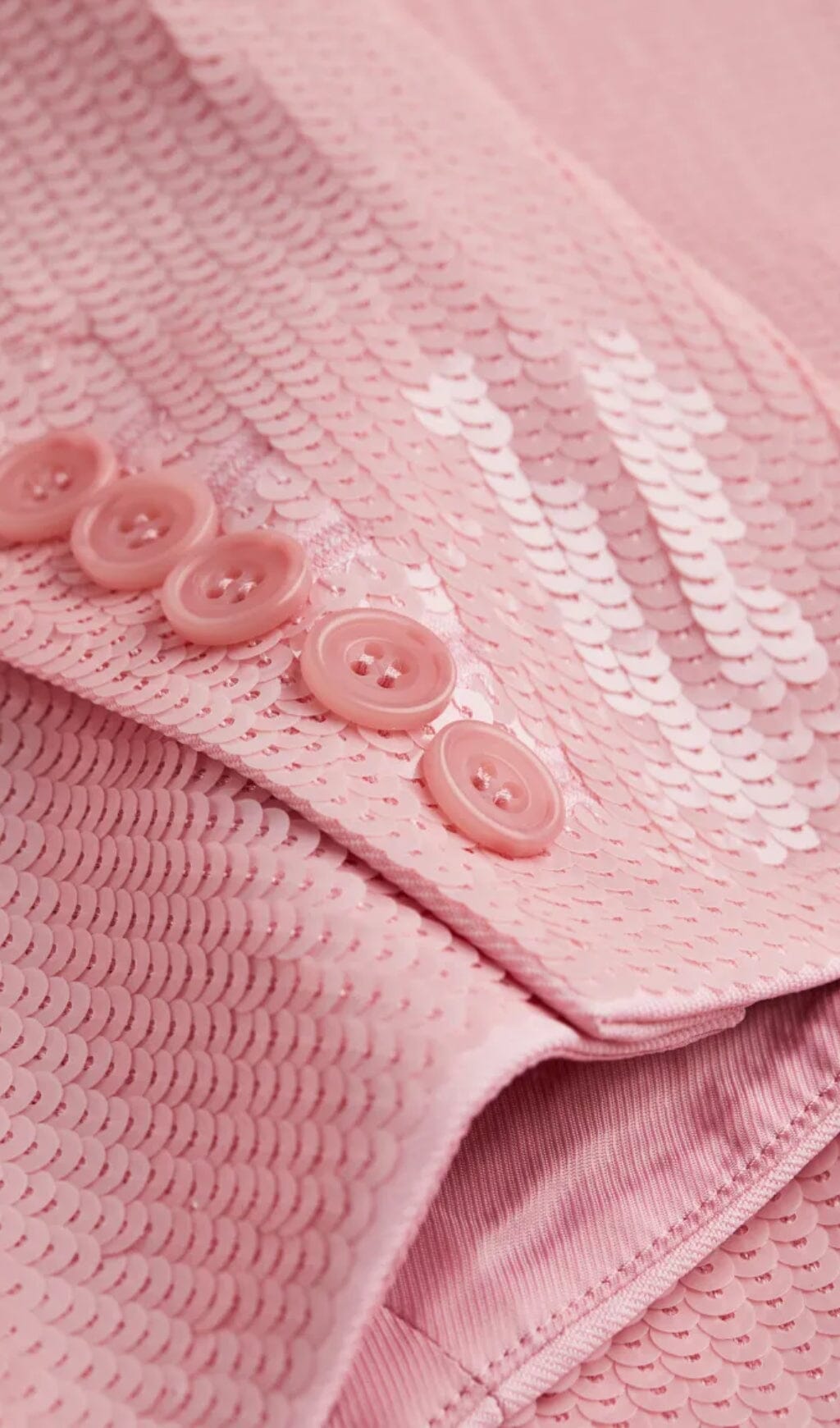 Sequined Double Breasted Long Blazer In Pink