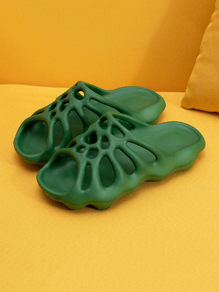 Solid Color Hollow Out Slippers