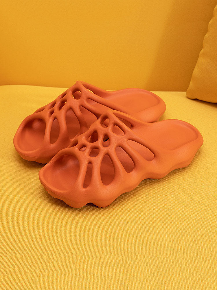 Solid Color Hollow Out Slippers