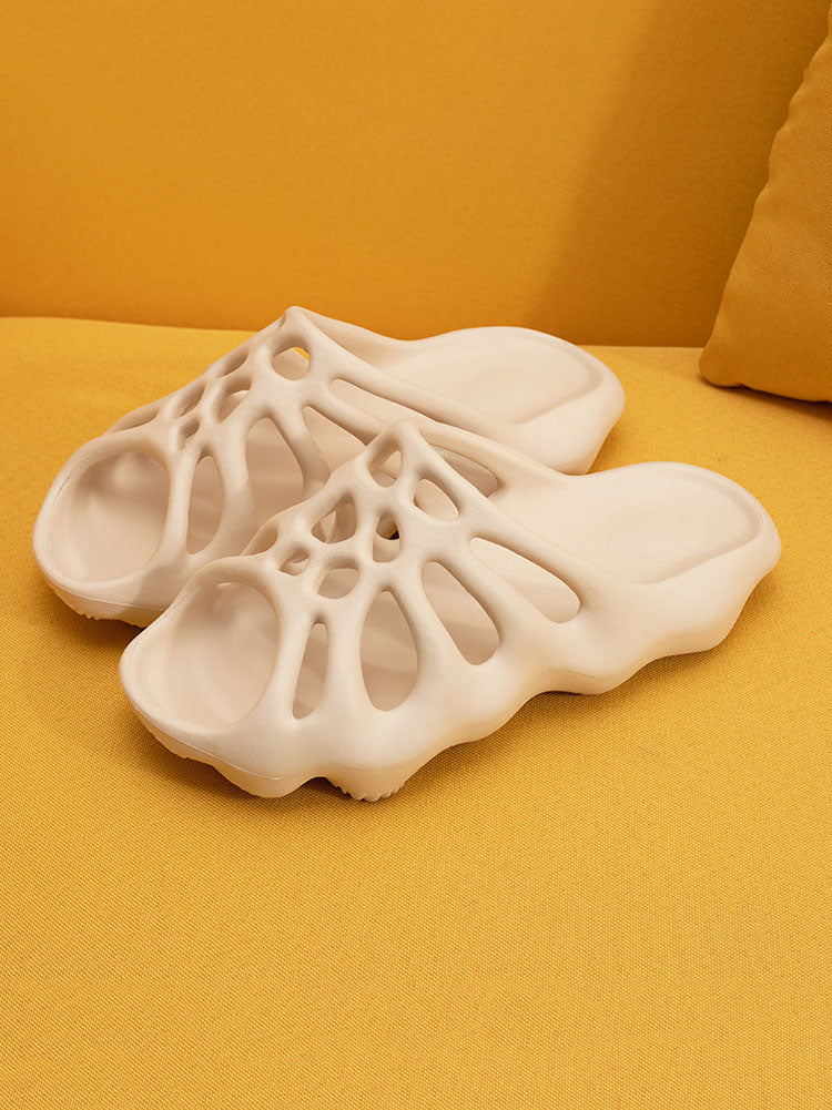 Solid Color Hollow Out Slippers