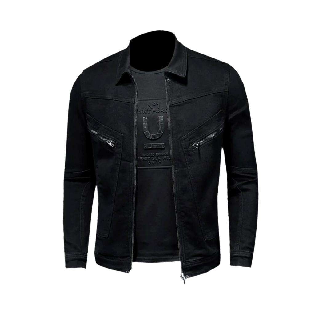 Schwarze schmale Herren Jeansjacke