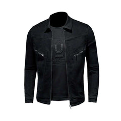 Schwarze schmale Herren Jeansjacke