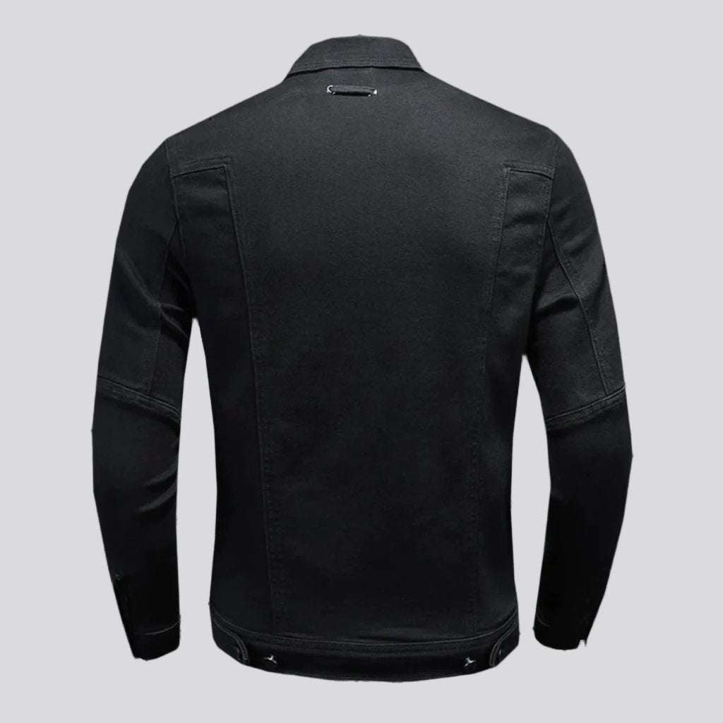 Schwarze schmale Herren Jeansjacke