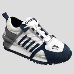 Unisex Chunky Cross-tied Split Leather Bubuk Loafer Sneakers