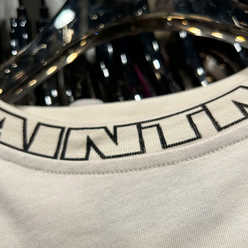 Baumwoll-T-Shirts mit Buchstabendruck für Damen, modisch, langärmelig