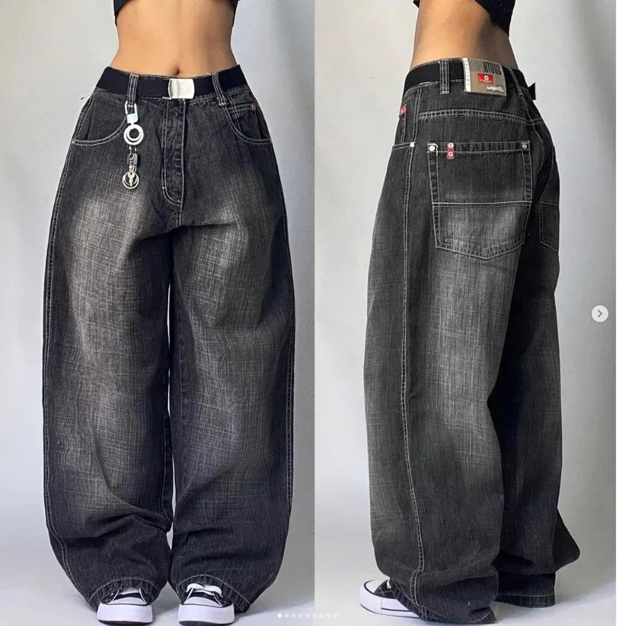 High Waisted Baggy Jeans - Multi-pocket