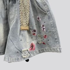 Vintage loose rhinestone denim shorts