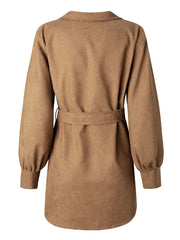 Single Breasted Self Tie Corduroy Dress Sai Feel