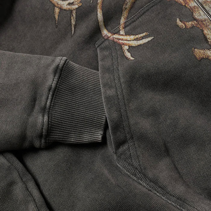 Kapuzenpullover mit Skelett-Reißverschluss