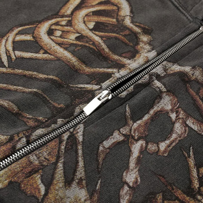 Kapuzenpullover mit Skelett-Reißverschluss