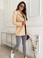Solid Lapel Collar Button Front Blazer Sai Feel