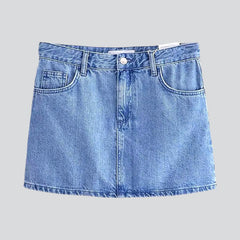 Straight cut mini denim skirt